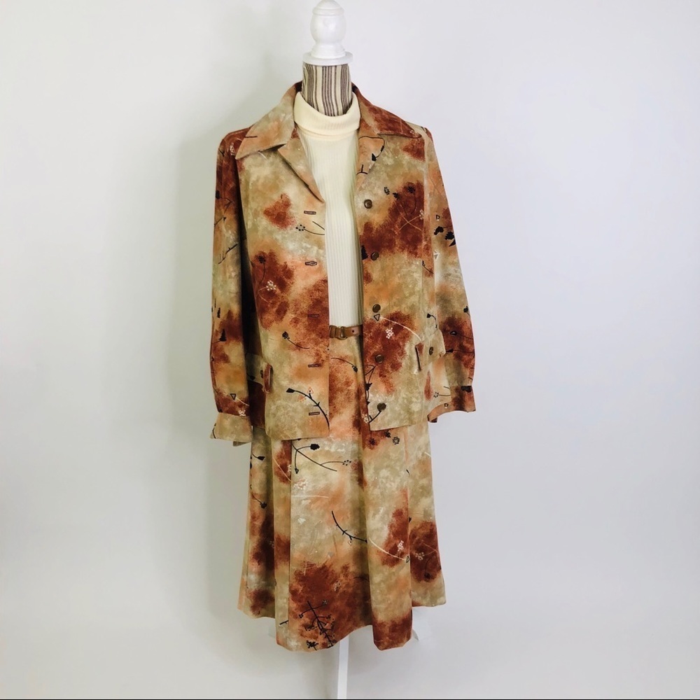 Vintage 60s Mod 2 Piece Corduroy Fit & Flare Dress W/ Blazer